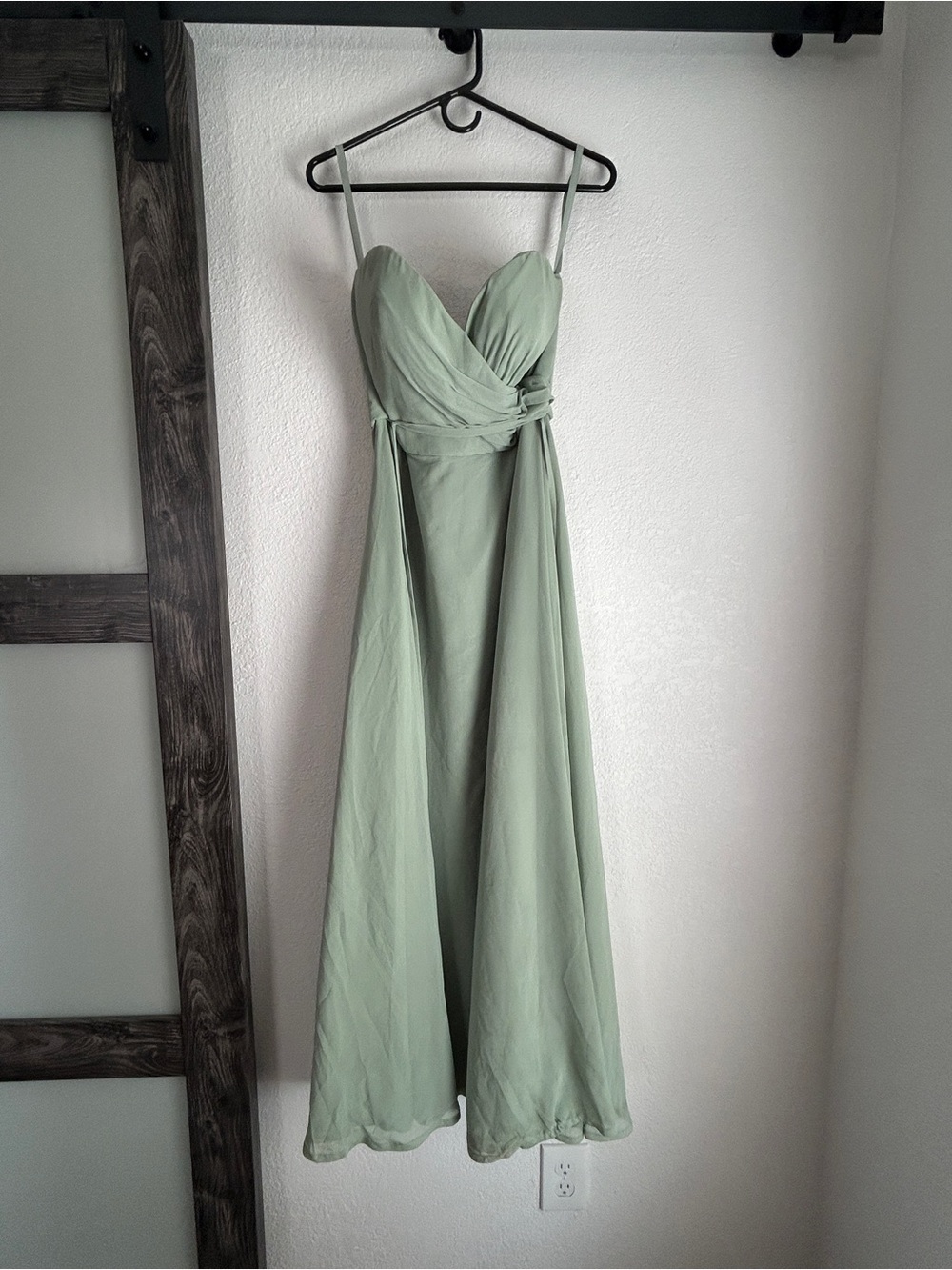 Strapless Sage Green Bridesmaid Dress - Elegant Chiffon Gown